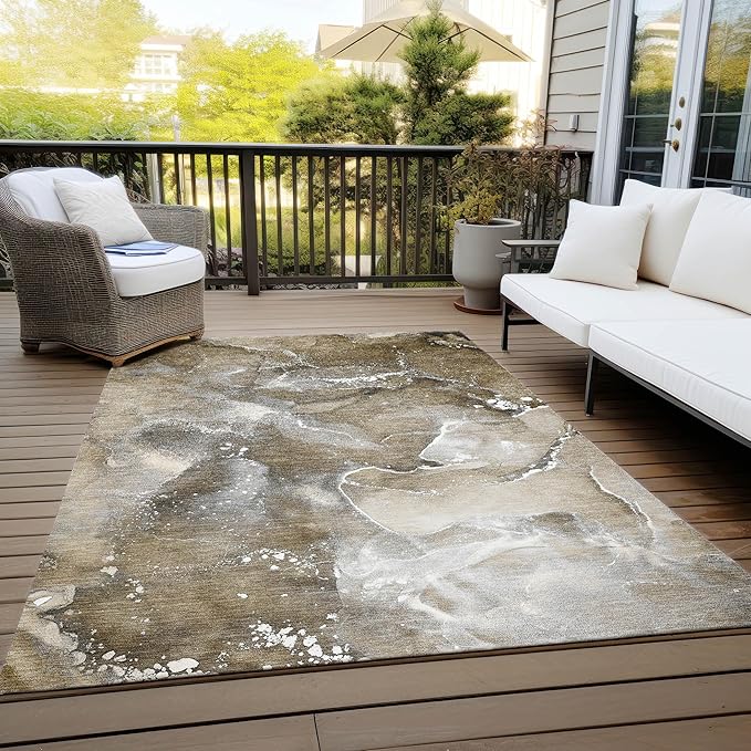 Addison Rugs Chantille ACN518 Brown 2'6" x 3'10 Indoor Outdoor Area Rug, Stain Resistant, Machine Washable, Non Shedding, Bedroom, Living Room, Dining Room, Kitchen Rug
