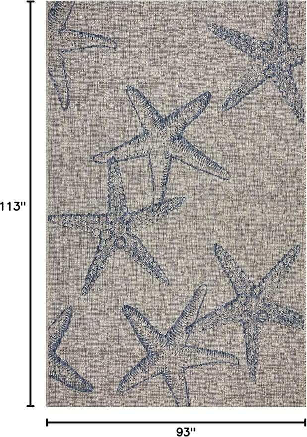 LR Home Captiva Starry Shores Indoor/Outdoor Area Rug, 7'9" x 9'5", Gray/Navy