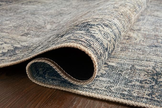 Loloi II Wynter Collection WYN-07 Grey/Charcoal 7'-6" x 9'-6", .13" Thick, Area Rug, Soft, Durable, Printed, Vintage Inspired, Low Pile, Non-Shedding, Easy Clean, Living Room Rug