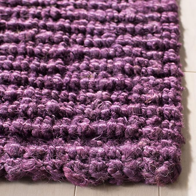 SAFAVIEH Natural Fiber Collection Runner Rug - 2'6" x 8', Purple, Handmade Chunky Textured Jute 0.75-inch Thick, Ideal for High Traffic Areas in Living Room, Bedroom (NF447B)