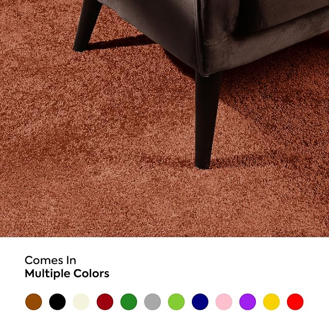 Furnish my Place Modern Plush Solid Color Rug - Rust, 3' x 32', Pet and Kids Friendly Rug. Made in USA, Area Rugs Great for Kids, Pets, Event, Wedding