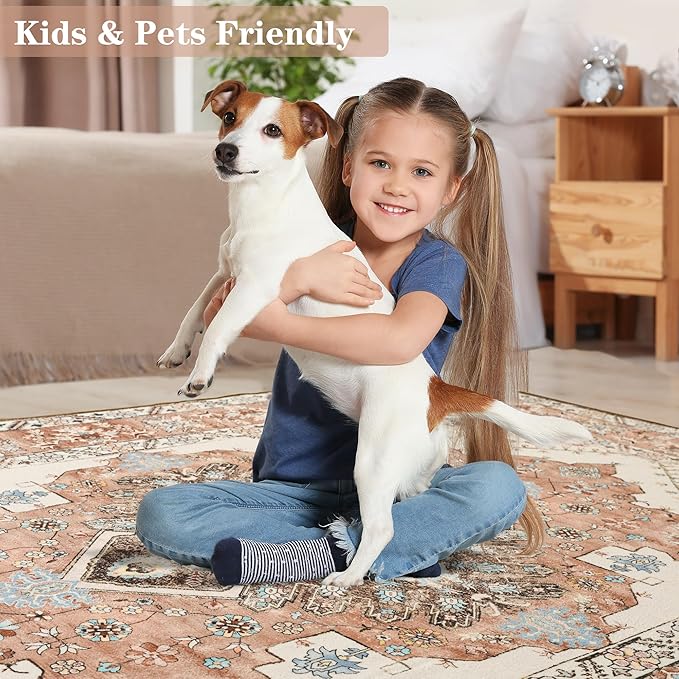Noahas Front Door Mat Indoor Outdoor Entrance,2x3 Small Orange Area Rugs Vintage Machine Washable Rugs Non-Slip Low Pile Carpets for Entryway Porch Bathroom Kitchen Bedroom Laundry Room Home Decor