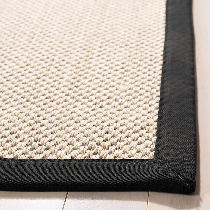 Safavieh Natural Fiber Collection Area Rug - 10' x 14', Marble & Black, Border Sisal Design, Easy Care, Ideal for High Traffic Areas in Living Room, Bedroom (NF143A)