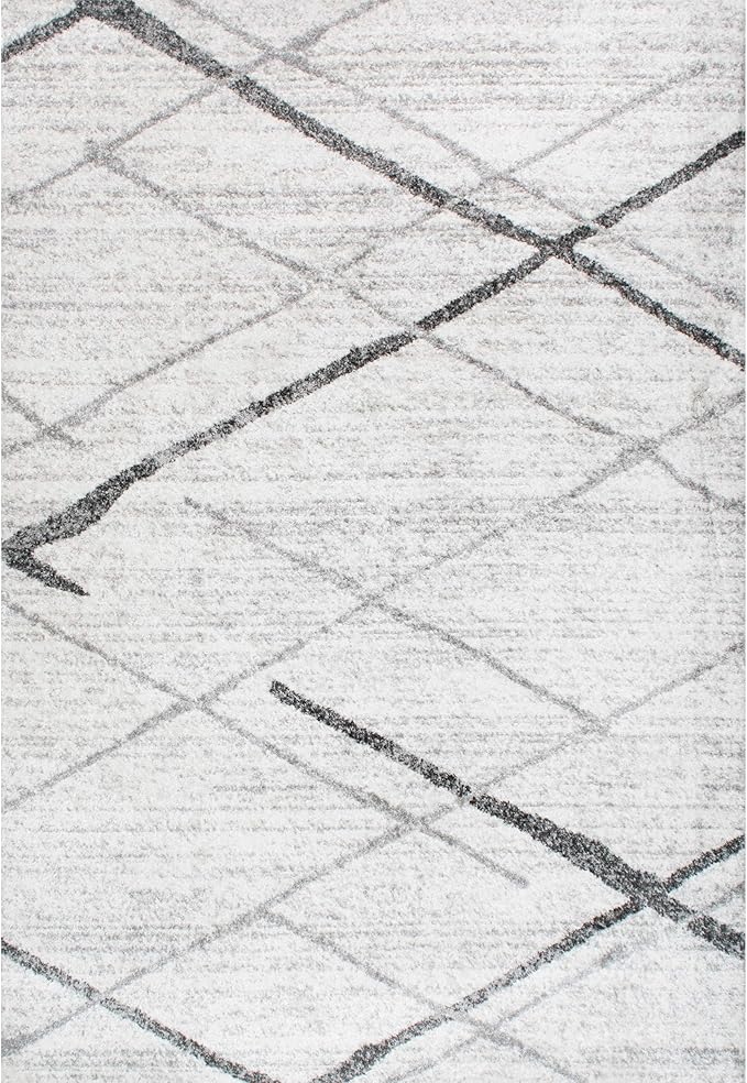 nuLOOM 3x5 Thigpen Contemporary Area Rug, Grey, Abstract Lines, Non-Slip Backing, Stain Resistant, For Bedroom, Dining Room, Living Room, Hallway, Office, Kitchen, Entryway