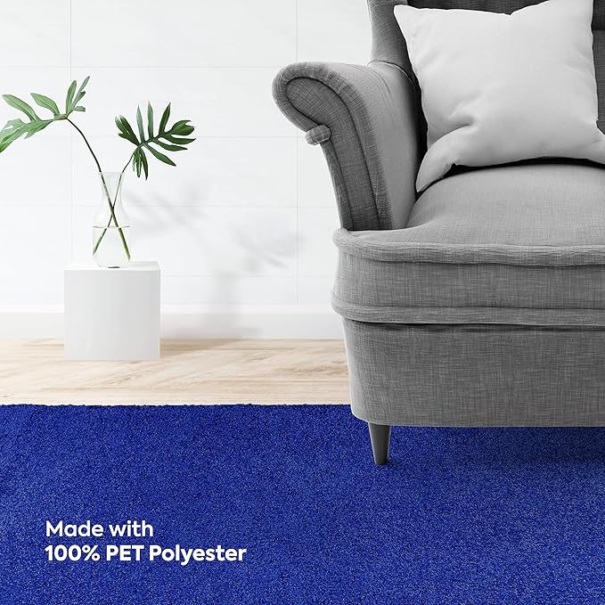 Furnish my Place Modern Indoor/Outdoor Commercial Solid Color Rug - Neon Blue, 2' x 12' Oval, Pet and Kids Friendly Rug. Made in USA, Area Rugs Great for Kids, Pets, Event, Wedding