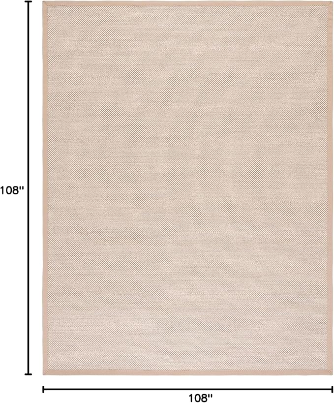 SAFAVIEH Natural Fiber Collection 9' Square Marble / Linen NF143B Border Sisal Area Rug