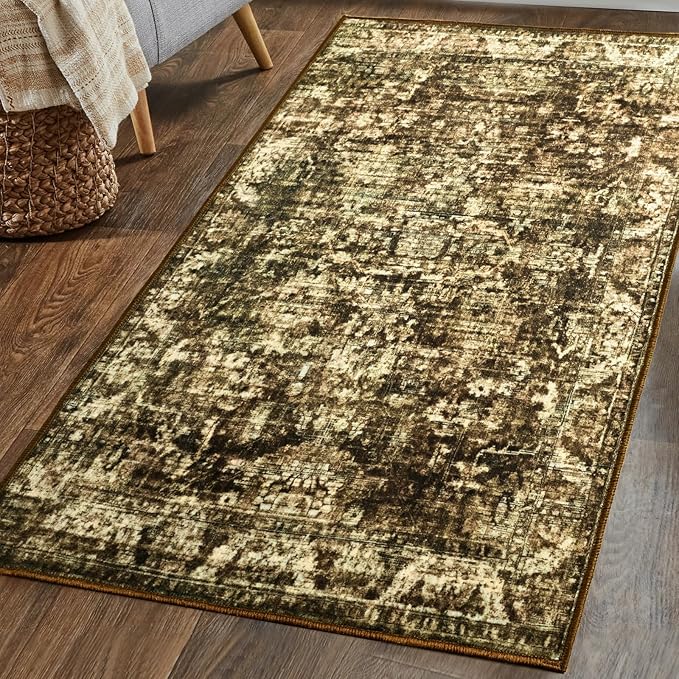 2x3 Vintage Abstract Entryway Rug, Non-Slip Washable Door Mat Indoor Entrance Rugs, Foldable Small Accent Throw Rug Floor Carpet for Front Door Bedroom Kitchen Entryway Bathroom