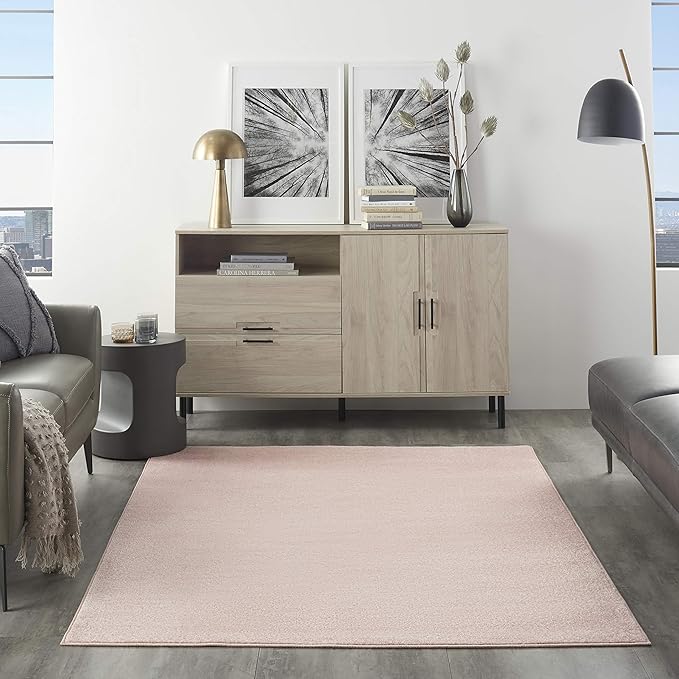 Nourison Essentials Indoor/Outdoor Pink 5' x 7' Area Rug, Easy Cleaning, Non Shedding, Bed Room, Living Room, Dining Room, Backyard, Deck, Patio (5x7)