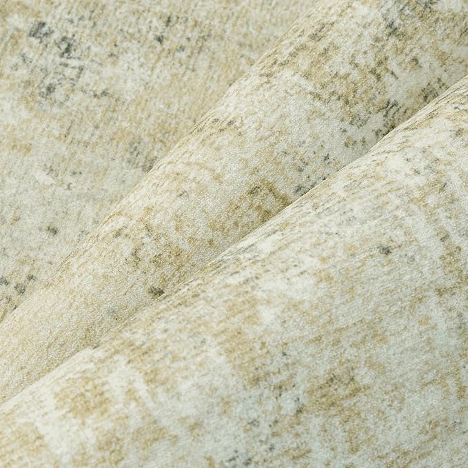 2x6 Runner Rug for Hallways Beige Grey Non Slip Washable Neutral Modern Abstract Indoor Rug Thin Soft Throw Low Pile Kitchen Carpet for Bedside, Bedroom, Bathroom, Entryway