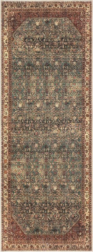 Keen Home Design 2x10 Rug - Machine Washable Runner Rug with Non-Slip Backing, Ideal for Hallway, Entryway, Kitchen, Laundry Room - Vintage, Easy Clean, Durable, Low Pile Rug - (2'6" x 10')