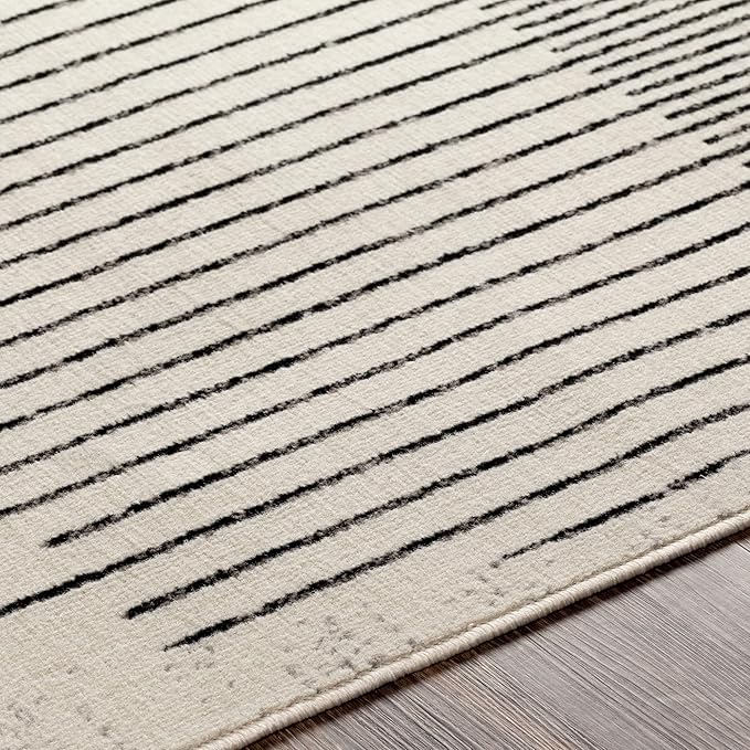 Livabliss Penrod Modern Geometric Area Rug,6'7" x 9',Black/Ivory