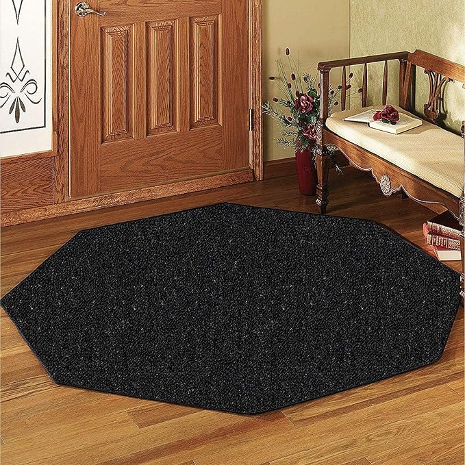 Ambiant Broadway Collection Pet Friendly Indoor Outdoor Area Rugs Black - 10' Octagon, Stain & Fade Resistant, Easy Care, Pet & Kids Friendly, Made in USA, Perfect for Weddings & Everyday Use!