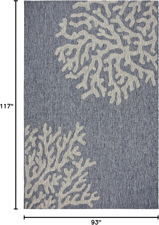 LR Home 2 x 3 Indoor/Outdoor Area Rug for Home Decor | Coastal Reef Carpet for Living Room, Bedroom, playroom, Patio, Garden | Modern Farmhouse Rug | Navy Blue/Gray