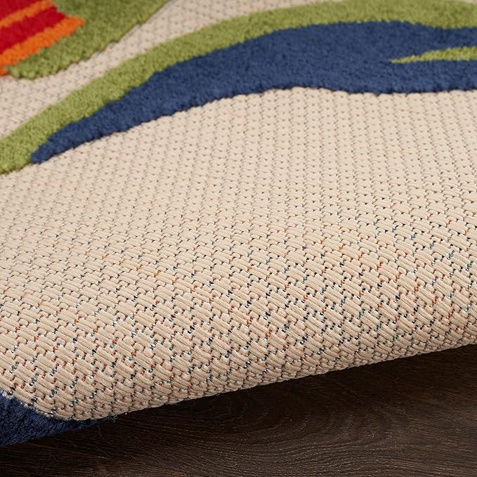 Nourison Aloha Outdoor Multicolor 2'3" x 8' Area Rug, Easy Cleaning, Non Shedding, Bed Room, Living Room, Dining Room, Deck, Backyard, Patio (2x8)