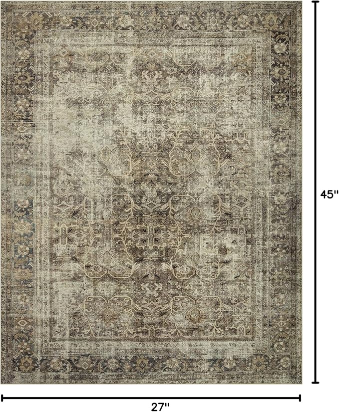 Loloi Magnolia Home by Joanna Gaines Sinclair Collection SIN-01 Pebble/Taupe 2'-3" x 3'-9", .25" Pile Height, Machine Washable, Accent Rug