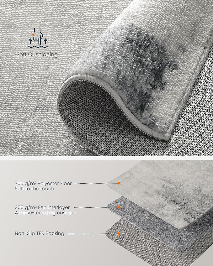 SONGMICS HOME Area Rug, 2x3 ft Rug for Living Room, Non-Slip Carpet, Modern Abstract Style, Home Decor, for Bedroom, Kitchen, Entryway, Dining Room, Machine Washable, Dove Gray UTAR071G01
