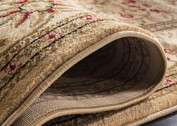 SAFAVIEH Lyndhurst Collection 8' Square Beige/Ivory LNH212D Traditional Oriental Non-Shedding Living Room Bedroom Dining Home Office Area Rug