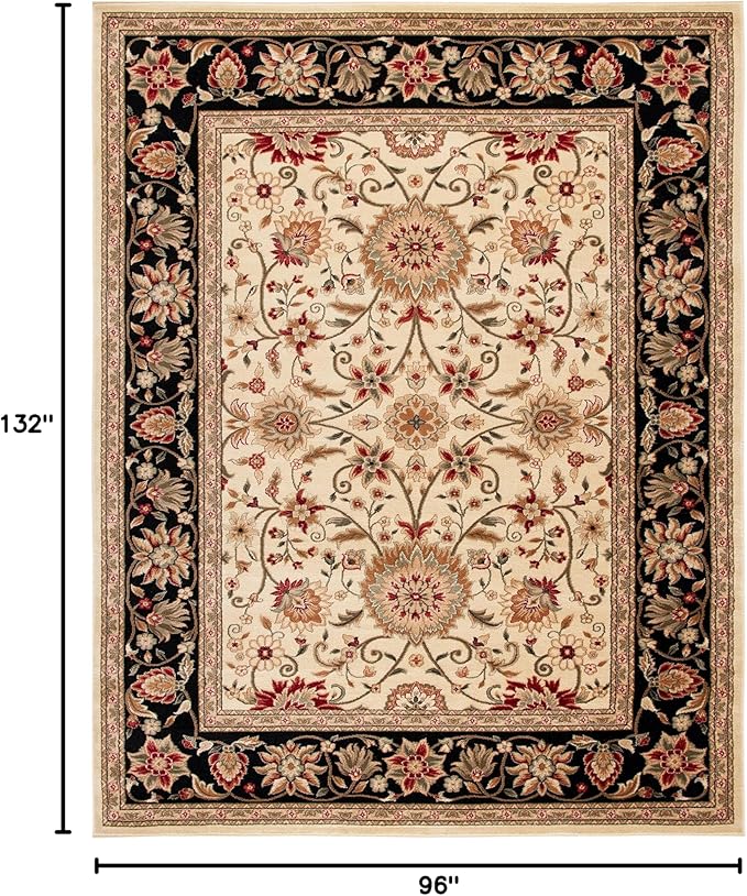 SAFAVIEH Lyndhurst Collection Area Rug - 8' x 11', Ivory & Black, Traditional Oriental Design, Non-Shedding & Easy Care, Ideal for High Traffic Areas in Living Room, Bedroom (LNH212B)