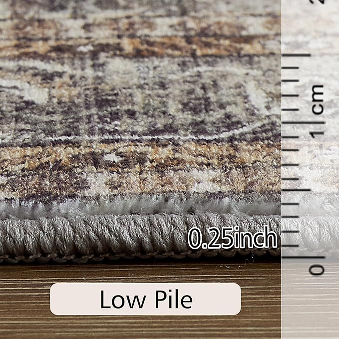 2x3 ft Boho Runner Rug, Washable Non-Slip Area Rug for Kitchen, Outdoor & Home, Brown, Soft & Durable, Perfect for Hallway, Entryway, and Living Room