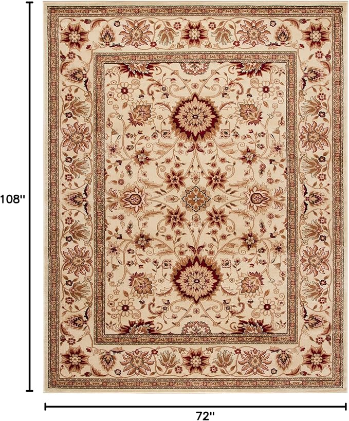 SAFAVIEH Lyndhurst Collection Area Rug - 6' x 9', Ivory & Ivory, Traditional Oriental Design, Non-Shedding & Easy Care, Ideal for High Traffic Areas in Living Room, Bedroom (LNH212L)