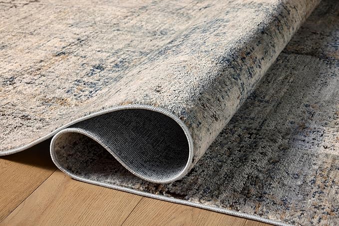 Loloi Teagan Collection 5'-3" x 7'-6" Area Rug in Denim/Slate - Large, Soft Neutral Rug, High-Traffic for Living Room, Bedroom, Home Office, Dining Area