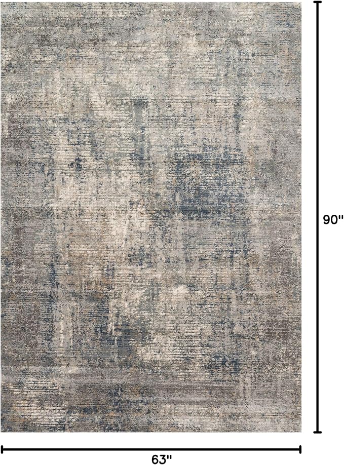 Loloi Teagan Collection 5'-3" x 7'-6" Area Rug in Denim/Slate - Large, Soft Neutral Rug, High-Traffic for Living Room, Bedroom, Home Office, Dining Area