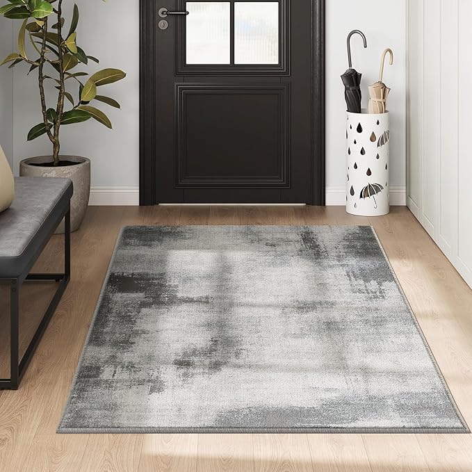 SONGMICS HOME Area Rug, 3x5 ft Rug for Living Room, Non-Slip Carpet, Modern Abstract Style, Home Decor, for Bedroom, Kitchen, Entryway, Dining Room, Machine Washable, Dove Gray UTAR072G01