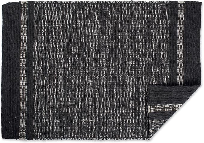 DII Variegated Recycled Yarn Modern Edge Stripe, 2x3', Gray (Pack of 2)