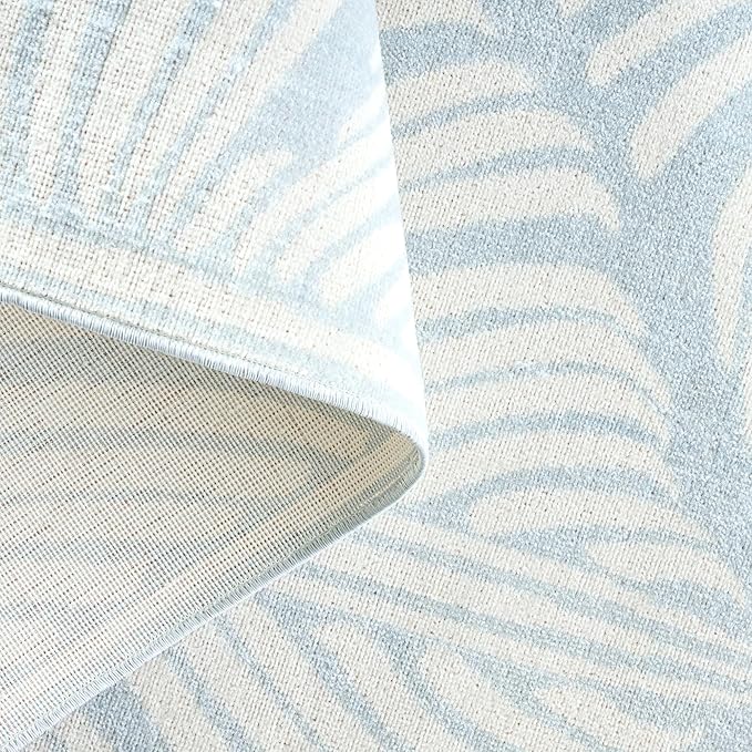 Tommy Bahama Lanai Palm Leaves Indoor Outdoor Area Rug, Leaf Tropical Design, UV Fade Resistant, Blue/Ivory, 5'2"x7'2"