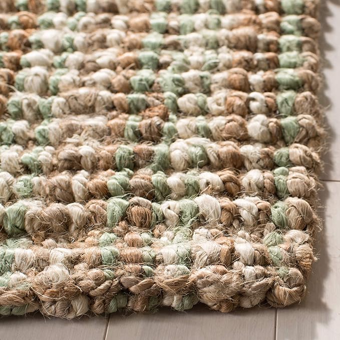 SAFAVIEH Natural Fiber Collection Accent Rug - 4' x 6', Sage & Natural, Handmade Chunky Textured Jute 0.75-inch Thick, Ideal for High Traffic Areas in Entryway, Living Room, Bedroom (NF447S)