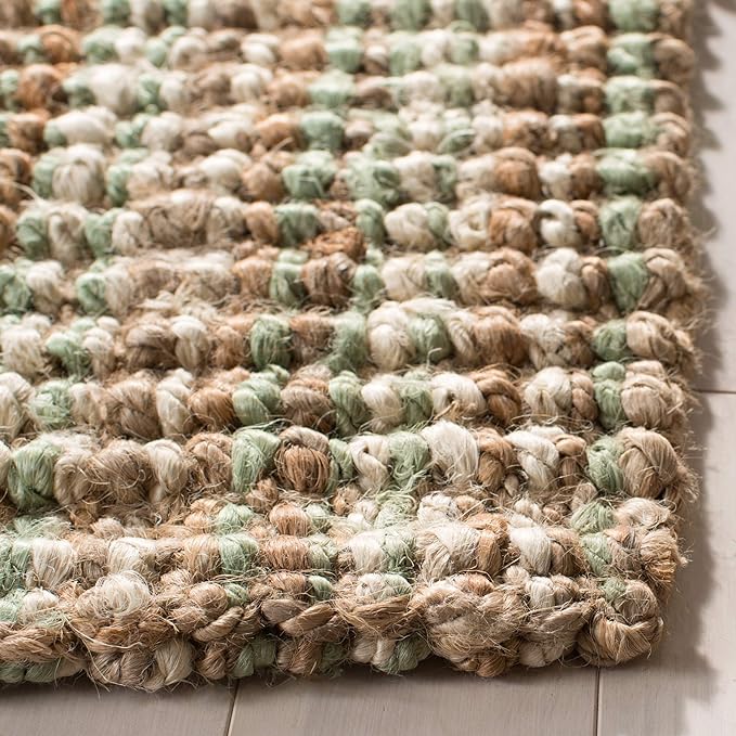 SAFAVIEH Natural Fiber Collection 8' Square Ivory NF447N Handmade Chunky Textured Premium Jute 0.75-inch Thick Area Rug