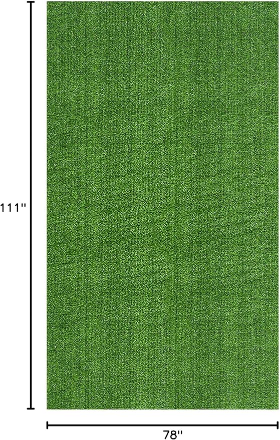 Sweethome Meadowland Collection Indoor and Outdoor Green Artificial Grass Turf Area Rug 6'6" X 9'3" Green Artificial Grass/Pet mat with Rubber Backed