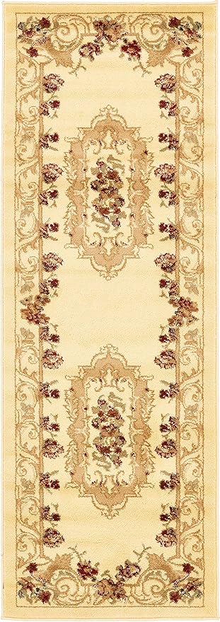 Unique Loom Versailles Collection Traditional Classic Floral Motif Area Rug (2' 2 x 6' 0 Runner, Ivory/ Tan)