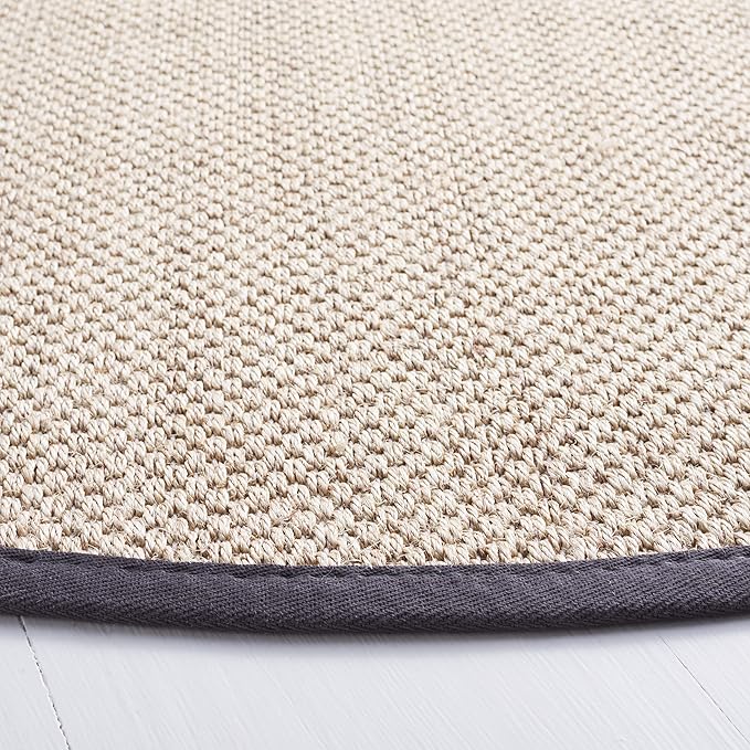 Safavieh Natural Fiber Collection Area Rug - 6' x 8', Marble & Dark Grey, Sisal with Cotton Border, Ideal for The Living Room, Bedroom, Dining Room (NF143D-68)
