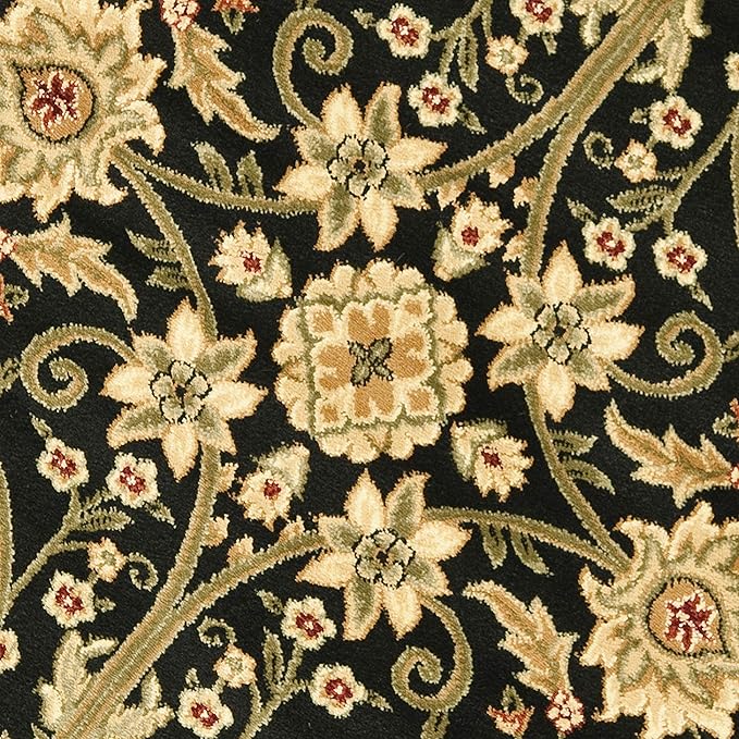 SAFAVIEH Lyndhurst Collection 8' Round Black/Ivory LNH212A Traditional Oriental Non-Shedding Dining Room Entryway Foyer Living Room Bedroom Area Rug