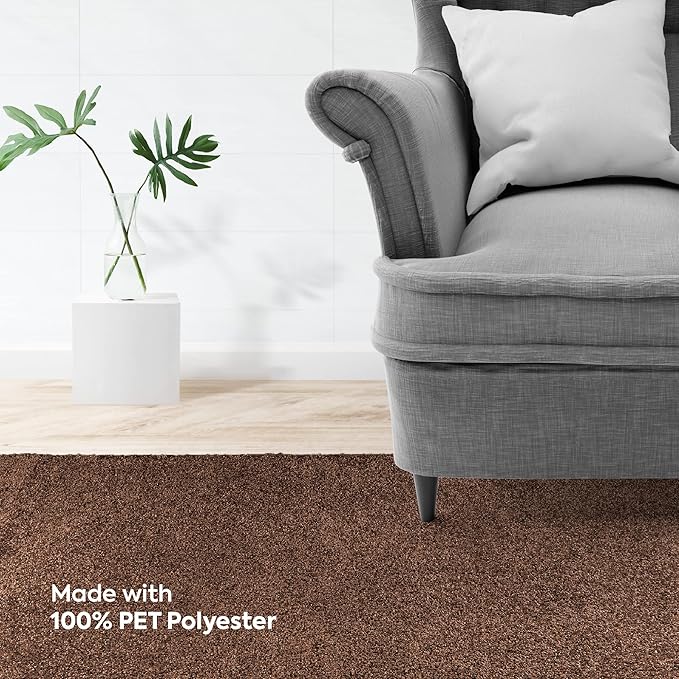 Furnish my Place Modern Indoor/Outdoor Commercial Solid Color Rug - Brown, 10' x 18', Rectangular, Pet and Kids Friendly Rug. Made in USA, Area Rugs Great for Kids, Pets, Event, Wedding
