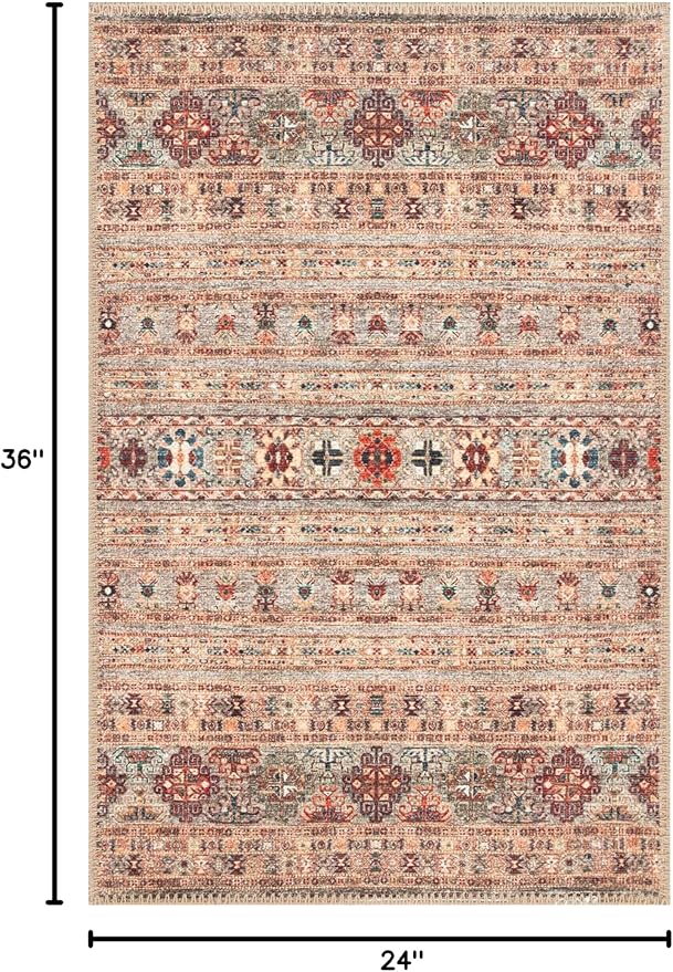 Keen Home Design 2x3 Rug - Machine Washable Entry Rug with Non-Slip Backing, Ideal for Enteryway, Kitchen, Bathroom, Laundry Room - Vintage, Easy Clean, Durable, Low Pile Rug - (2' x 3')