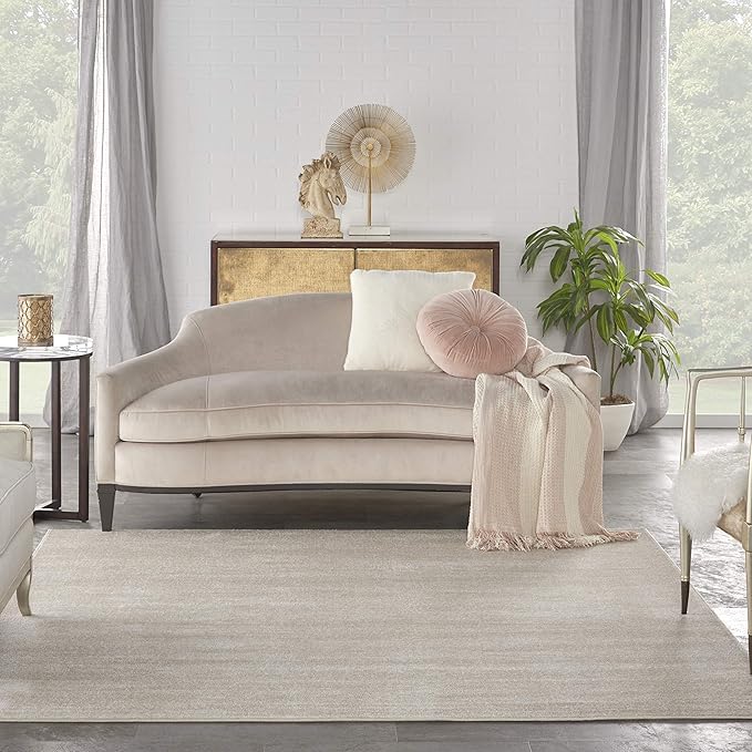 Nourison Essentials Indoor/Outdoor Ivory Beige 5' x Square Area Rug, Easy Cleaning, Non Shedding, Bed Room, Living Room, Dining Room, Backyard, Deck, Patio (5 Square)
