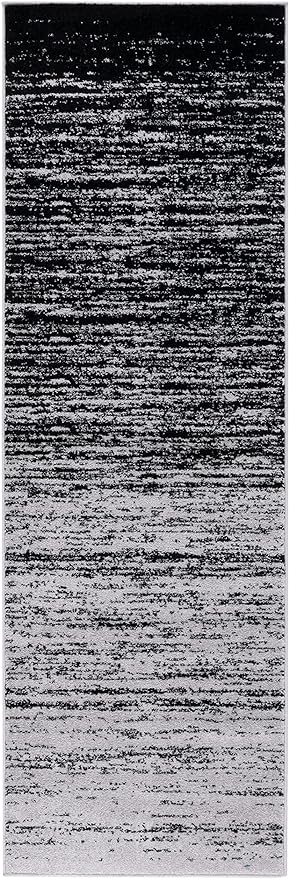 SAFAVIEH Adirondack Collection Runner Rug - 2'6" x 12', Silver & Black, Modern Ombre Design, Non-Shedding & Easy Care, Ideal for High Traffic Areas in Living Room, Bedroom (ADR113A)