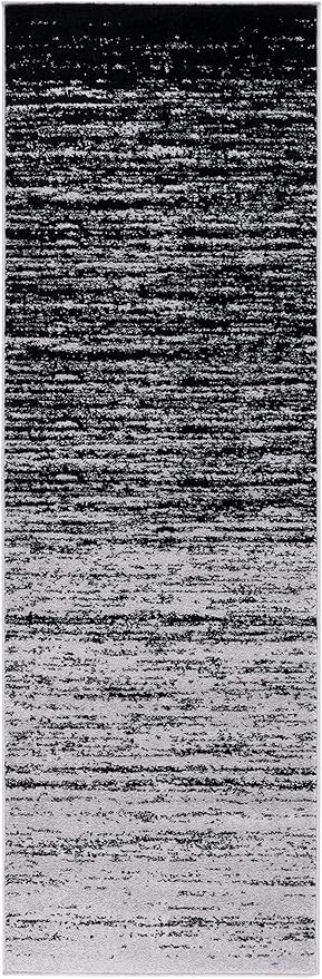SAFAVIEH Adirondack Collection Runner Rug - 2'6" x 10', Silver & Black, Modern Ombre Design, Non-Shedding & Easy Care, Ideal for High Traffic Areas in Living Room, Bedroom (ADR113A)