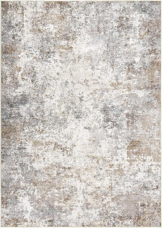 10x12 Area Rug Living Room Rugs - Washable Neutral Modern Abstract Soft Thin Large Rug Indoor Floor No Slip Rug Carpet for Bedroom Under Dining Table Home Office Decor - Brown Grey