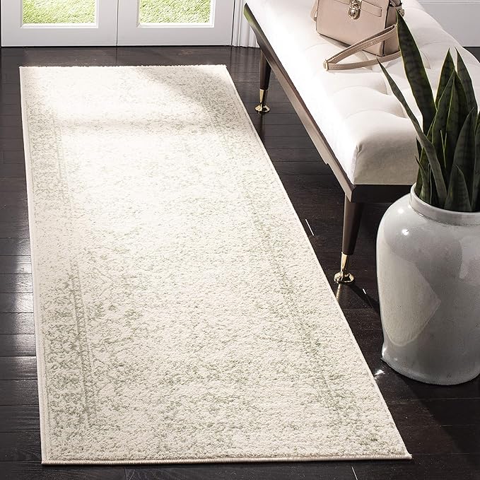 SAFAVIEH Adirondack Collection Runner Rug - 2'1" x 8', Ivory & Sage, Oriental Distressed Design, Non-Shedding & Easy Care, Ideal for High Traffic Areas in Living Room, Bedroom (ADR109V)