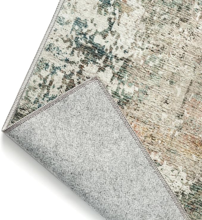 4x6 Area Rugs for Living Room Orange Grey Non Slip Washable Neutral Modern Abstract Indoor Rug Thin Soft Throw Low Pile Kitchen Carpet for Bedroom Dining Room Farmhouse Home Office Decor