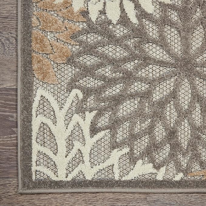 Nourison Aloha Indoor/Outdoor Natural 9'6" x 13' Area -Rug, Tropical, Botanical, Easy Cleaning, Non Shedding, Bed Room, Living Room, Dining Room, Deck, Backyard, Patio (9x13)