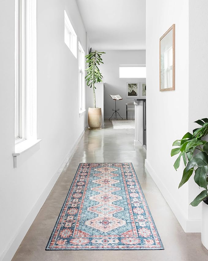 Loloi II Skye Collection SKY-03 Turquoise/Terracotta 2'-6" x 7'-6" Runner Rug