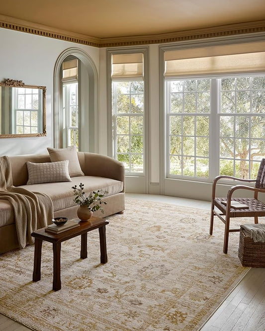 Loloi Magnolia Home by Joanna Gaines Pace Collection PAC-02 Natural/Gold 9'-6" x 9'-6" Round Area Rug