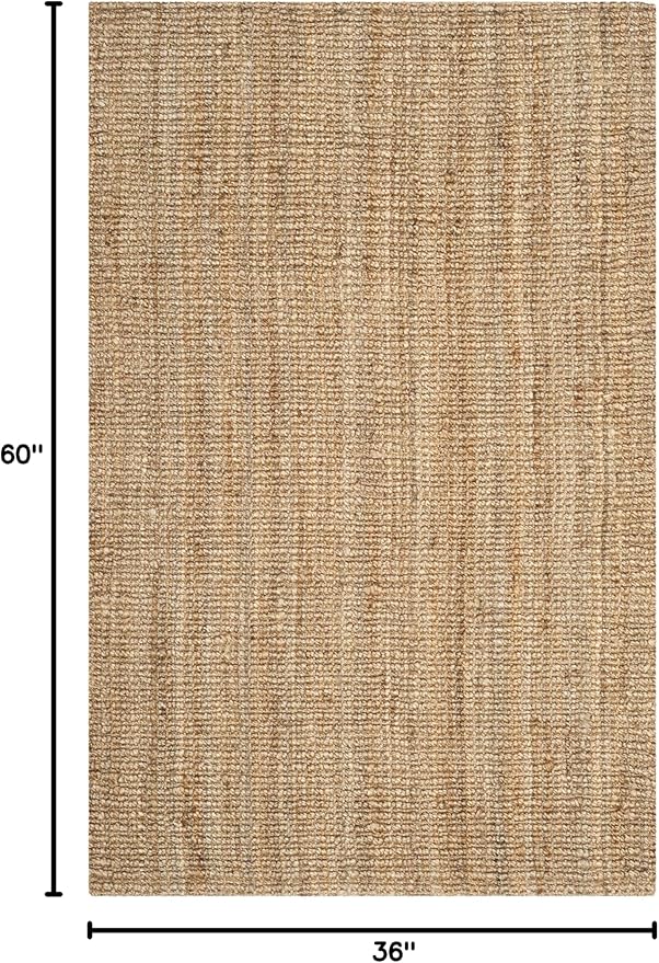 SAFAVIEH Natural Fiber Collection Accent Rug - 3' x 5', Natural, Handmade Chunky Textured Jute 0.75-inch Thick, Ideal for High Traffic Areas in Entryway, Living Room, Bedroom (NF447A)