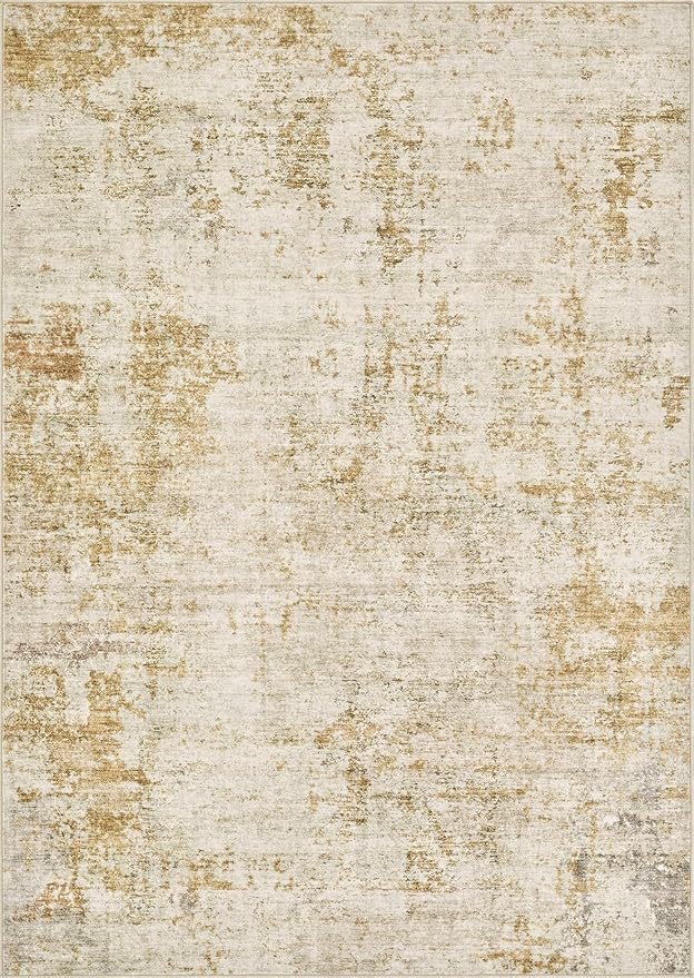 3x5 Area Rug Living Room Rugs - Washable Neutral Modern Abstract Soft Thin Rug Indoor Floor No Slip Rug Carpet for Bedroom Under Dining Table Home Office Decor - Golden Brown