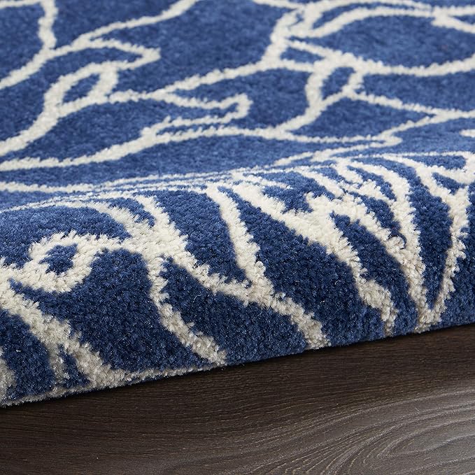 Nourison Passion 8' Runner Navy Ivory Fabric Contemporary Area Rug (8' Runner)
