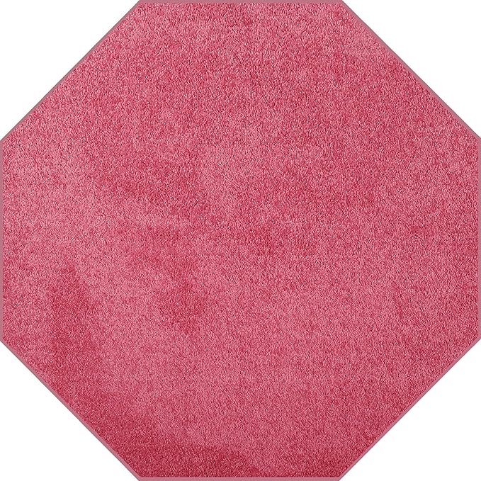Solid Color Area Rugs Pink - 9' Octagon, Indoor, Stain & Fade Resistant, Perfect for Living Room, Bedroom, Dining Room, Entryway, Doorway, Pet & Kids Friendly Rug, Wedding, Made in USA